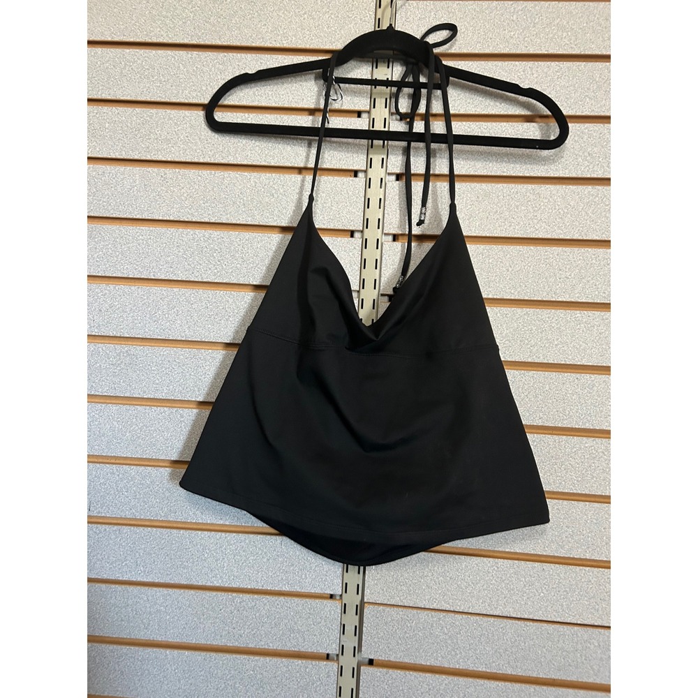 Reoria Womens Black Halter Cowl Neck Open Back Sleeveless Tank Top Size 2XL